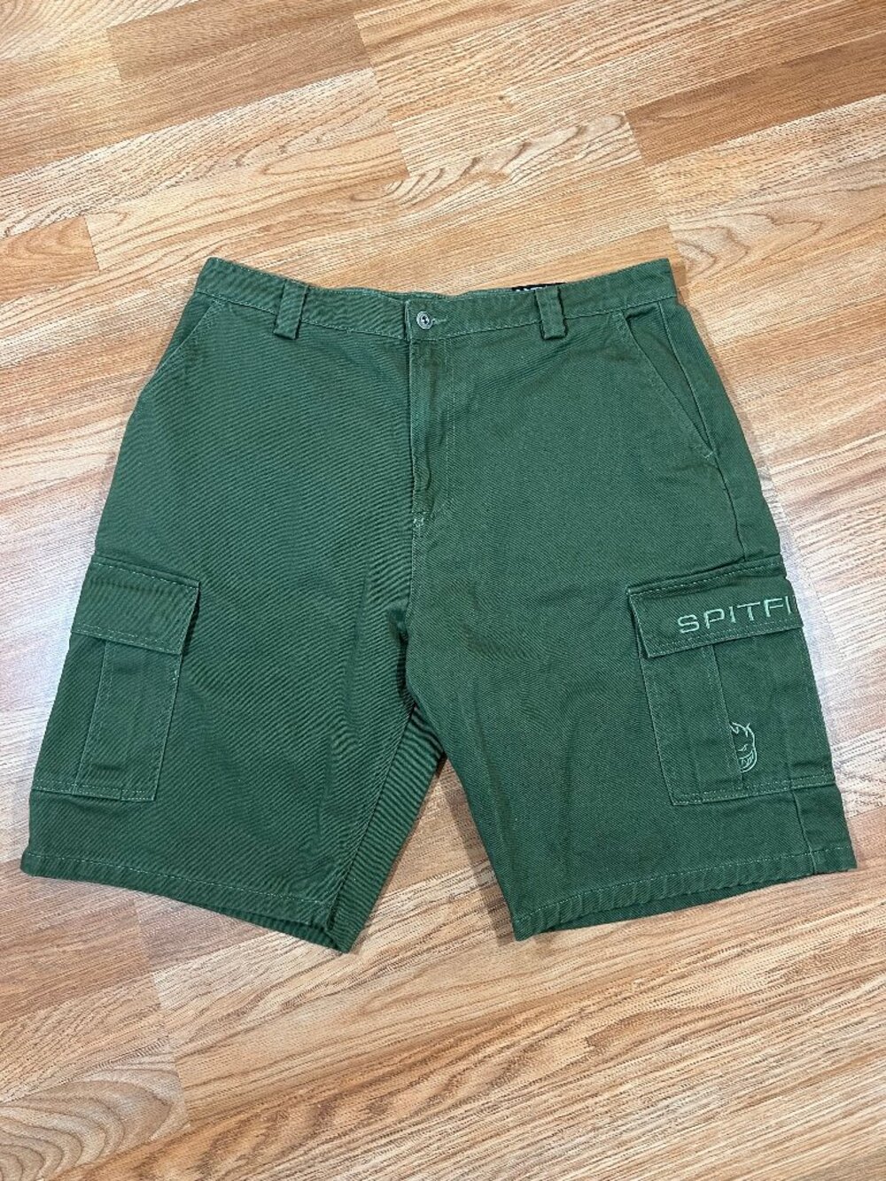 Spitfire Classic '87 Mens Size 36 Olive Green Cargo Shorts Embroidered Skate